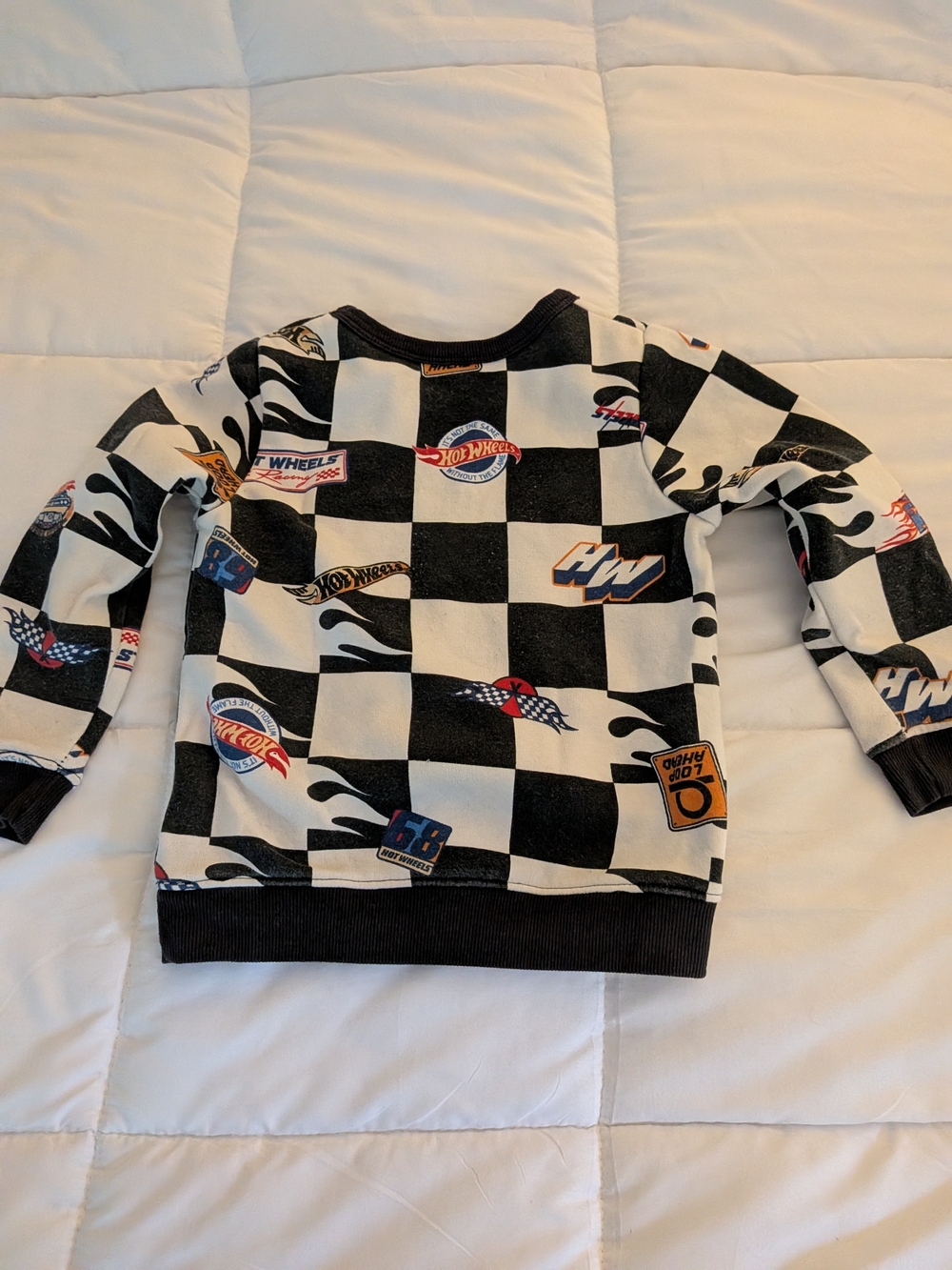 Mattel Hot Wheels Black & White Checkered Toddler Boy Sweatshirt Size 3T